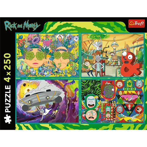 Puzzle - 4x250 - The crazy world of Rick and Morty - Warner Rick and Morty Trefl 13338