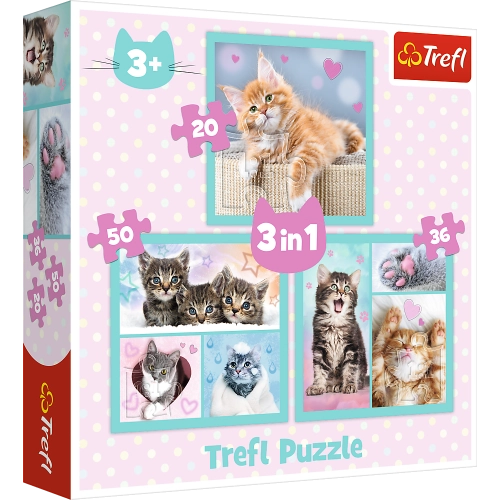 Puzzle - "3 in 1" - Cute animals Trefl 34862