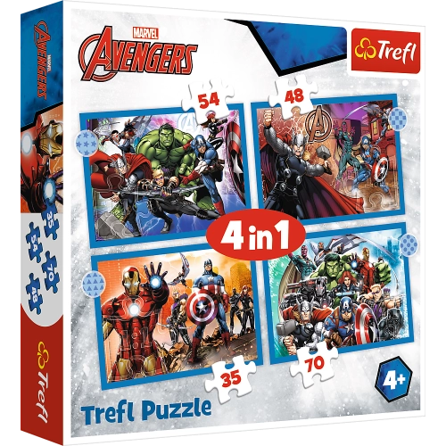 Puzzle - "4 in 1" - Brave Avengers Trefl 34386