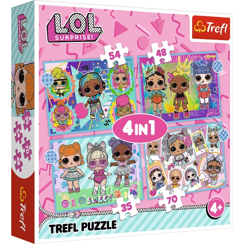 Puzzle - "4w1" - Poznaj laleczki / MGA LOL Surprise! Trefl 34613