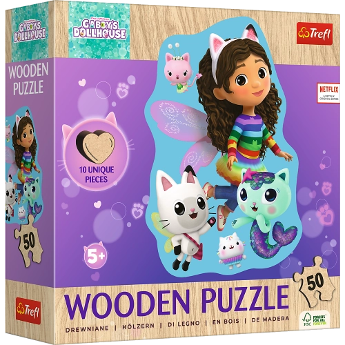 Puzzle - "50 Puzzle Drewniane Konturowe" - Wesoła Gabby Trefl 20260
