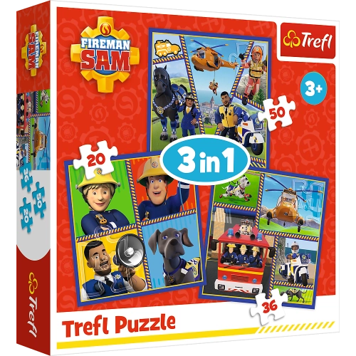 Puzzle "3in1" - Fireman Sam Day Trefl 34868
