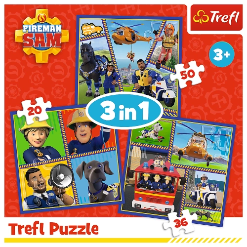 Puzzle "3in1" - Fireman Sam Day Trefl 34868