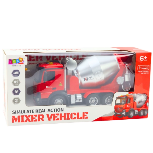 Remote Controlled Concrete Mixer Construction Truck RC 2.4G 9CH Red