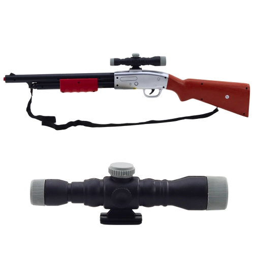 Rifle Shotgun Prop Shoulder Strap Scope Brown Sounds 65cm
