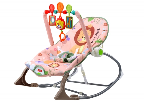 Rocking Chair Bouncer For Baby Vibration Sound Rocking Rocker Pink Lion