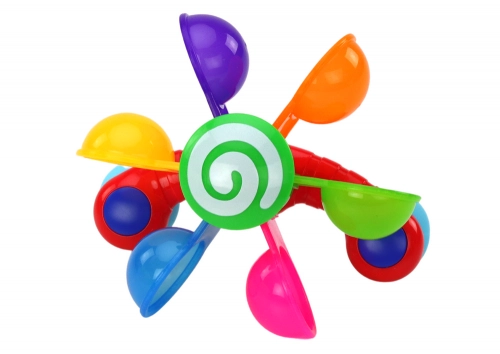 Rotating Bath Toy Colorful Bowls Two Spoons