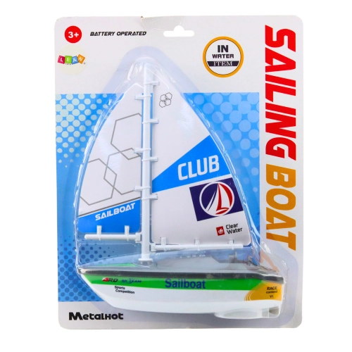 Sailboat Water Boat Battery Operated Turbine Drive Green