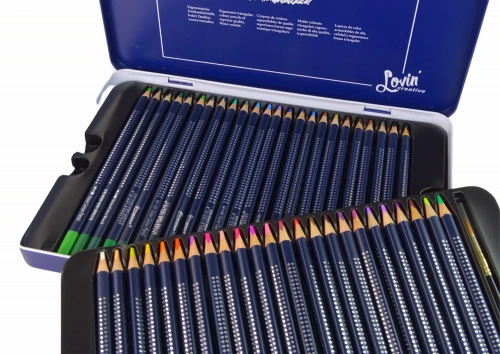 Set of 48 Watercolor Pencils Metal Container