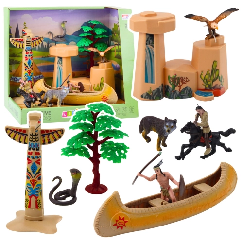 Set of Indian Figures Village Indians Kayak Totem