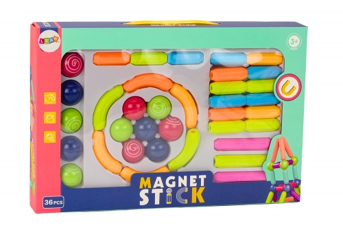 Set of Magnetic Construction Bricks 36El Colorful