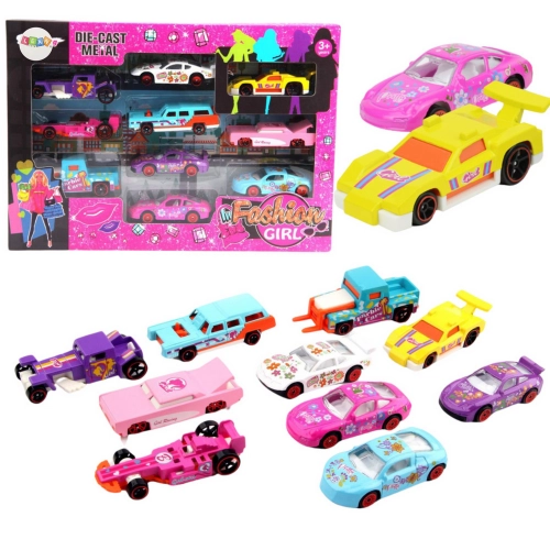 Set of Pink Cars for Girls 10pcs
