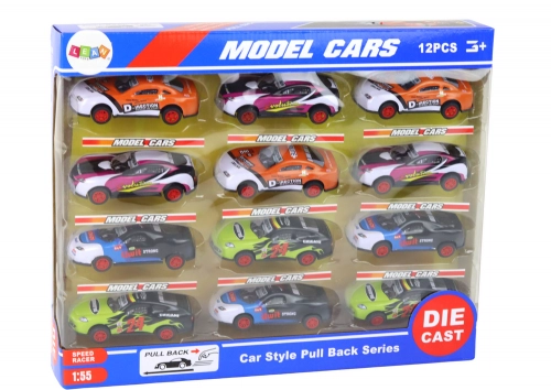 Set of Sports Cars 1:55 With Friction Drive, 12 Colorful Pieces