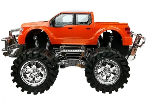 Set of Vehicles Orange Monster Truck Red BMW Caravan 58 cm