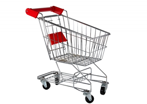 Shopping cart, metal basket for children, silver, large