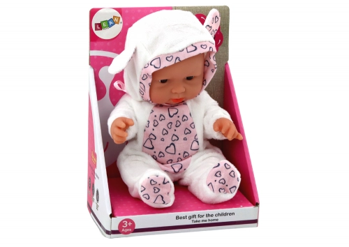 Small Baby Doll, White Clothes, Hat, Bow, Ears