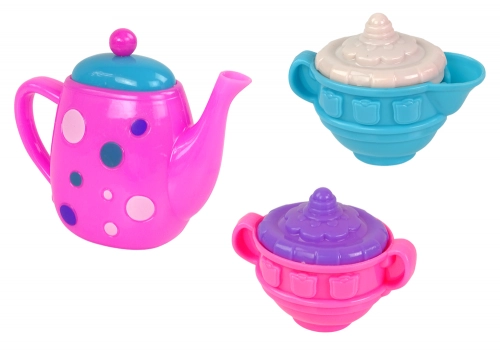 Tea Set Cups Plates Cutlery Bowls Purple