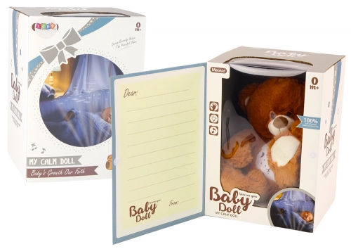 Teddy Bear Sleeping Lights Sounds Night and Day Mode Brown