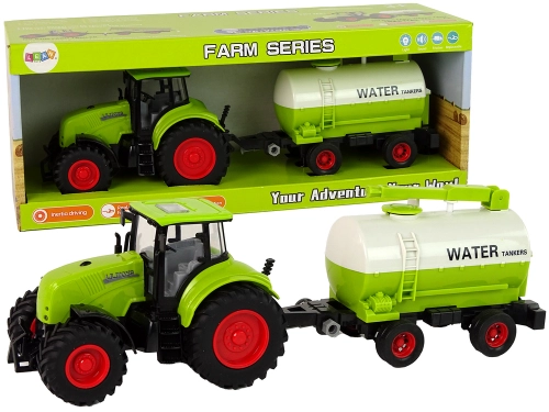 Tractor With Big Wheel Trailer Green Farm