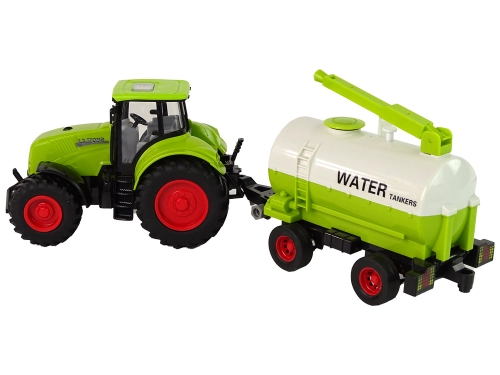 Tractor With Big Wheel Trailer Green Farm