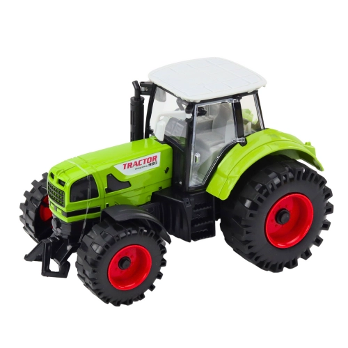 Tractor with trailer, friction drive, opening hood, doors, green