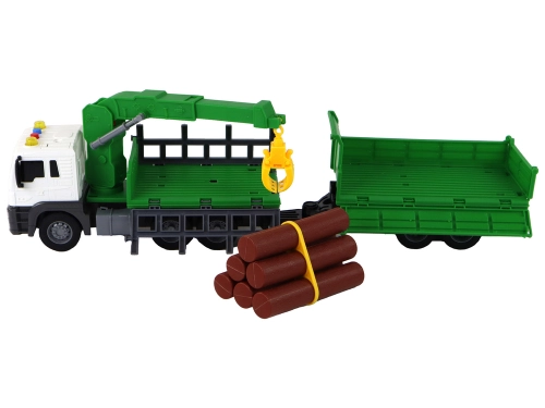 Truck With Crane Friction Drive Sounds Green Wood 1:16