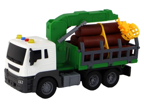 Truck With Crane Friction Drive Sounds Green Wood 1:16