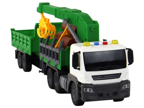 Truck With Crane Friction Drive Sounds Green Wood 1:16