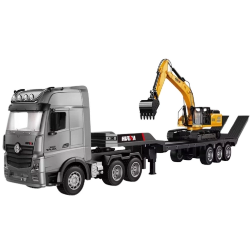 Truck With Trailer Remote Control Excavator RC Lights Sound Huina 1:18