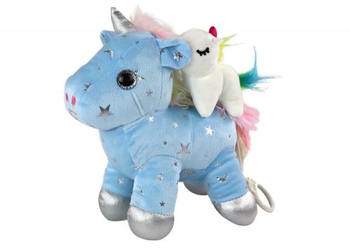 Unicorn Plush Sleeping Animal Lullaby Blue With Stars Set