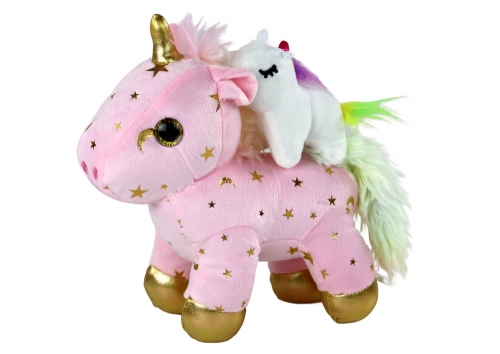 Unicorn Plush Sleeping Animal Lullaby Pink With Stars Set