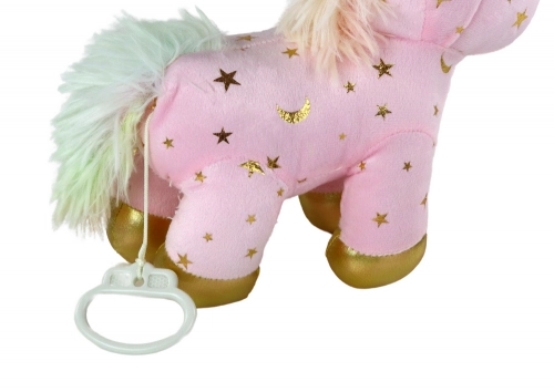Unicorn Plush Sleeping Animal Lullaby Pink With Stars Set