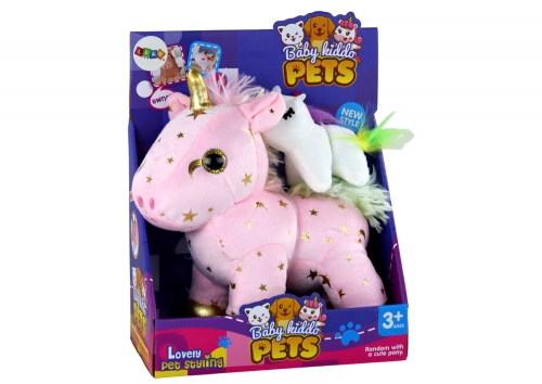 Unicorn Plush Sleeping Animal Lullaby Pink With Stars Set