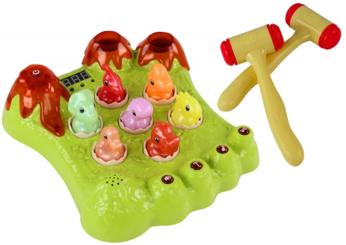 Wack-A-Mole Game Dinosaurs Board Two Hammers Green Lights Sounds