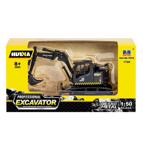 Wheel Excavator With Bulldozer Metal Huina Black 1:50