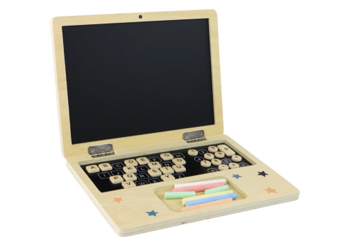 Wooden Blackboard Laptop Chalk