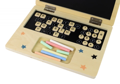 Wooden Blackboard Laptop Chalk