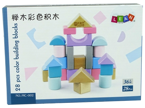 Wooden Bricks Pastel Colours 28 Pieces Castle