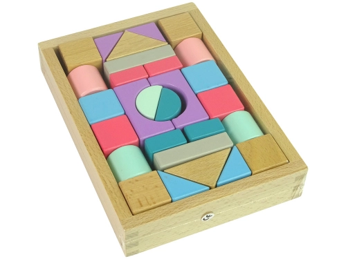 Wooden Bricks Pastel Colours 28 Pieces Castle