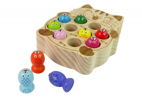 Wooden Fish Catching Game 2 Fishing Rods Kitten