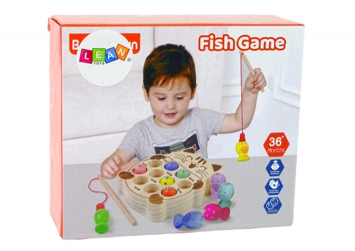 Wooden Fish Catching Game 2 Fishing Rods Kitten