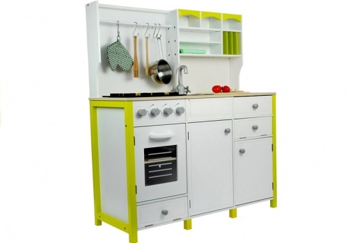 Wooden Kitchen with an Oven and Accessories Green-White