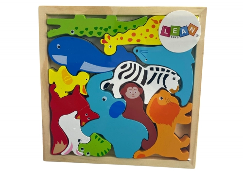 Wooden Puzzle Animals to Match Lion Rabbit