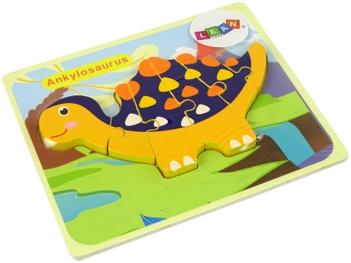 Wooden Puzzle Dinosaurs Triceratops Ankylosaurus Orange