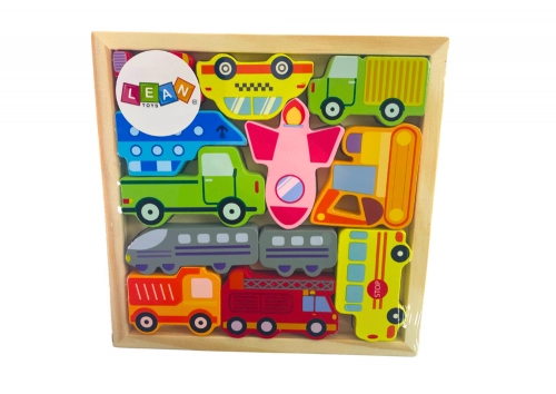 Wooden Puzzle Means of Transport to Match Taxi Bus