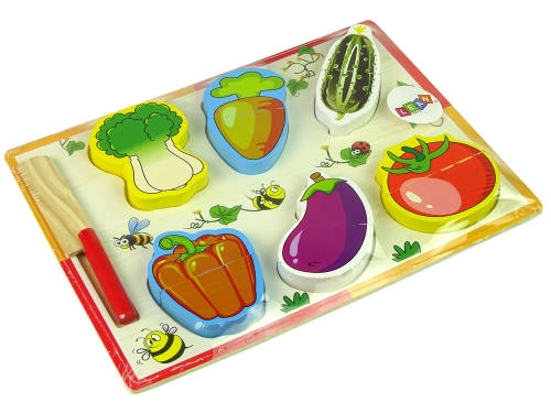 Wooden Vegetable Chopping Set 6 Pieces Tomato Peppers Cucumber