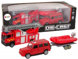Fire brigade vehicle set pull motorboat Jeep Red