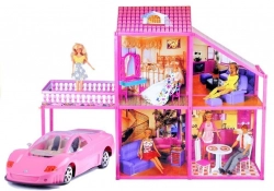 Folded  Large Villa for Dolls 76 cm +  Pink Car + Accessories