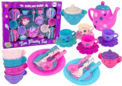 Tea Set Cups Plates Cutlery Bowls Purple