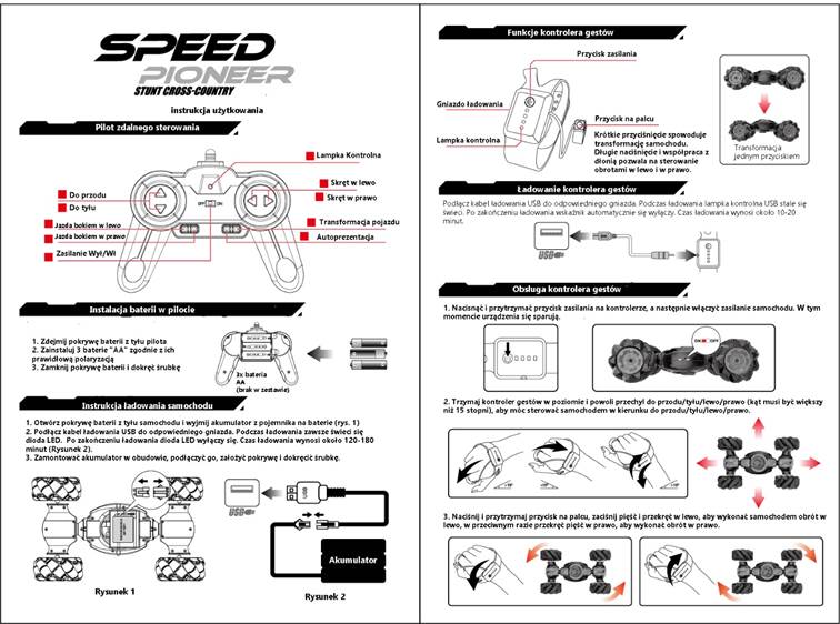 Ātruma Pioneer Stunt Car RC 360 zils